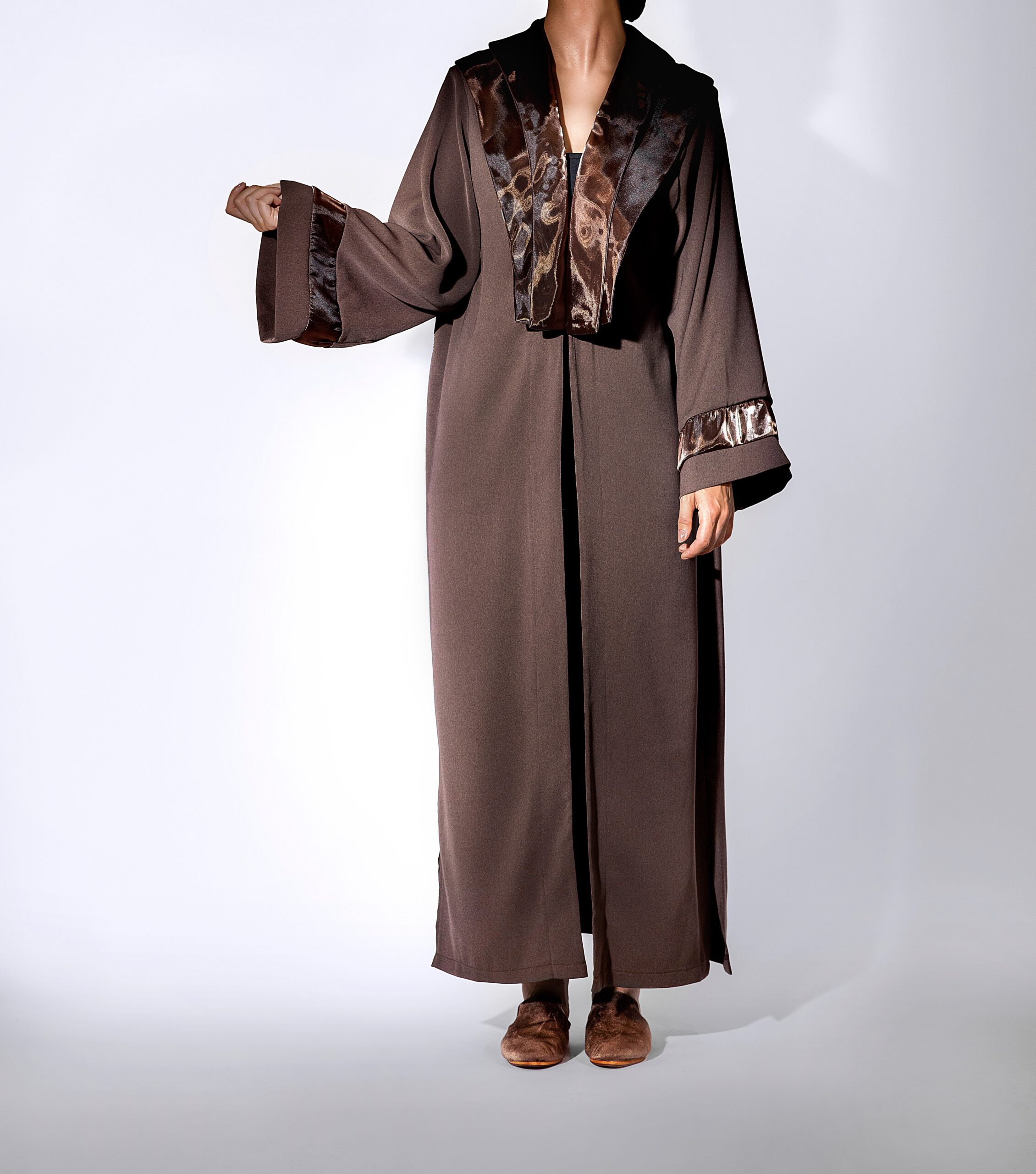Metallic brown kimono with double collar – Zeya Dsgn – Exclusive Womenswear